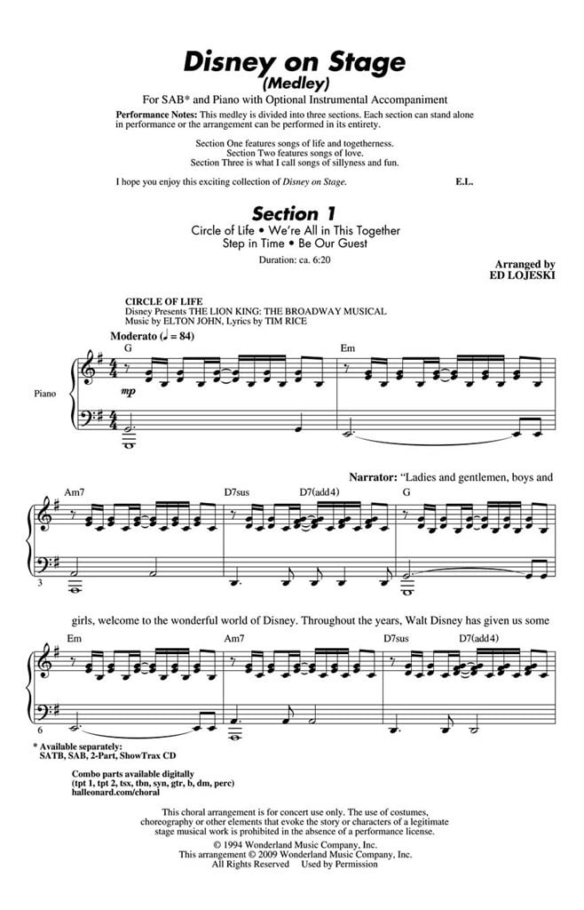 Disney on Stage (Medley)